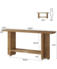 Tribesigns 59" Farmhouse Console Table with 2-Tier Storage