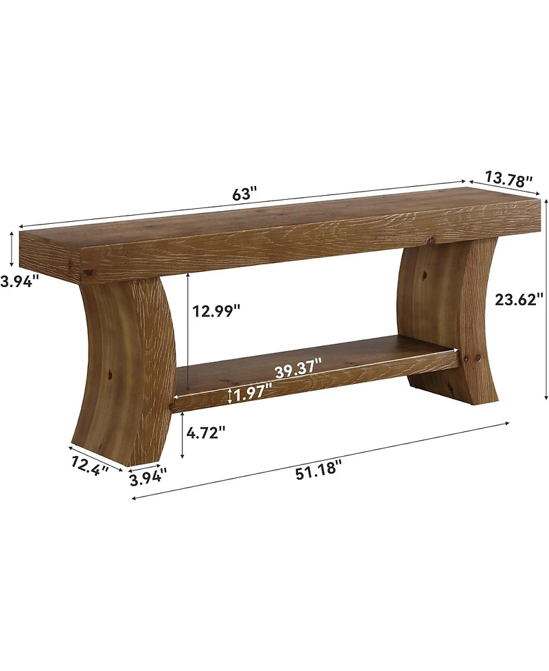 Tribesigns 63" Solid Wood Console Table with Shelf