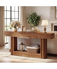 Tribesigns 63" Farmhouse Console Table with 2-Tier Storage
