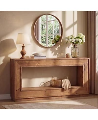 Tribesigns 63" Solid Wood Farmhouse Console Table with Storage