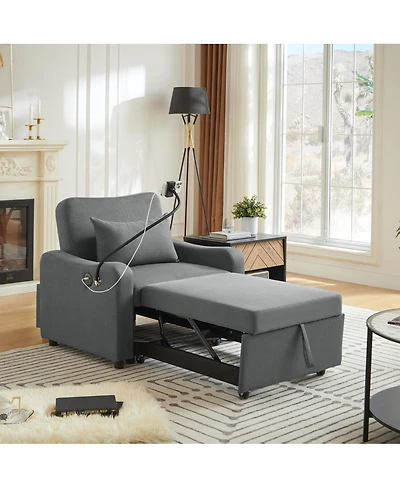 Streamdale Furniture 3-in-1 Convertible Sleeper Sofa Chair with Usb and Adjustable Backrest