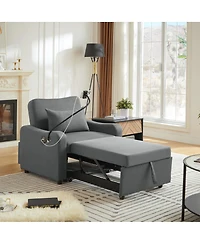Streamdale Furniture 3-in-1 Convertible Sleeper Sofa Chair with Usb and Adjustable Backrest