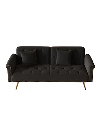 Streamdale Furniture 69.7" Velvet Convertible Sofa Bed with Nailhead Trim