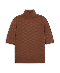 Hope & Henry Women's Organic Diamond Stitch Mock Neck Sweater