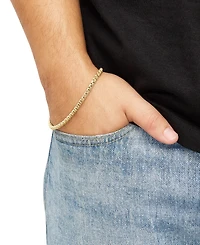 Italian Silver Solid Box Chain Bracelet in 18k Gold-Plated Sterling Silver