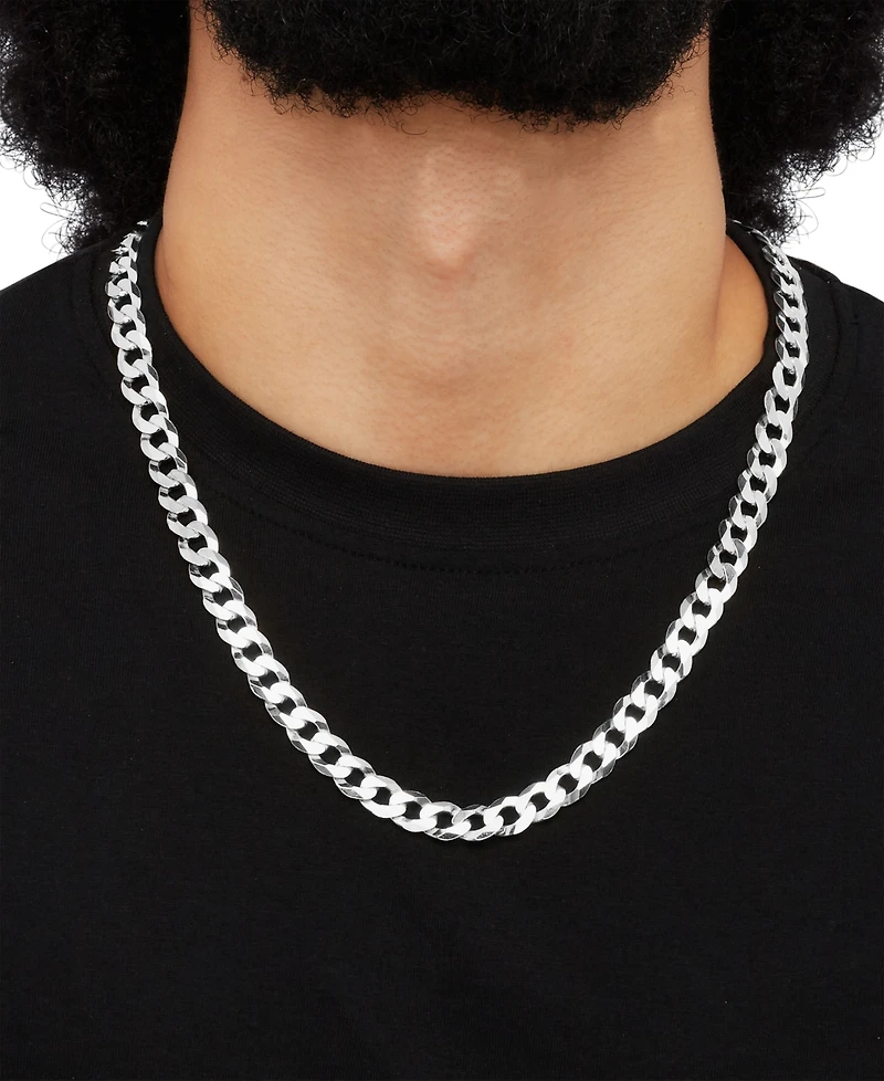Italian Silver Solid Curb Chain Necklace in Sterling Silver