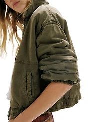 Free People Women's Birdie Cropped Washed Bomber Jacket