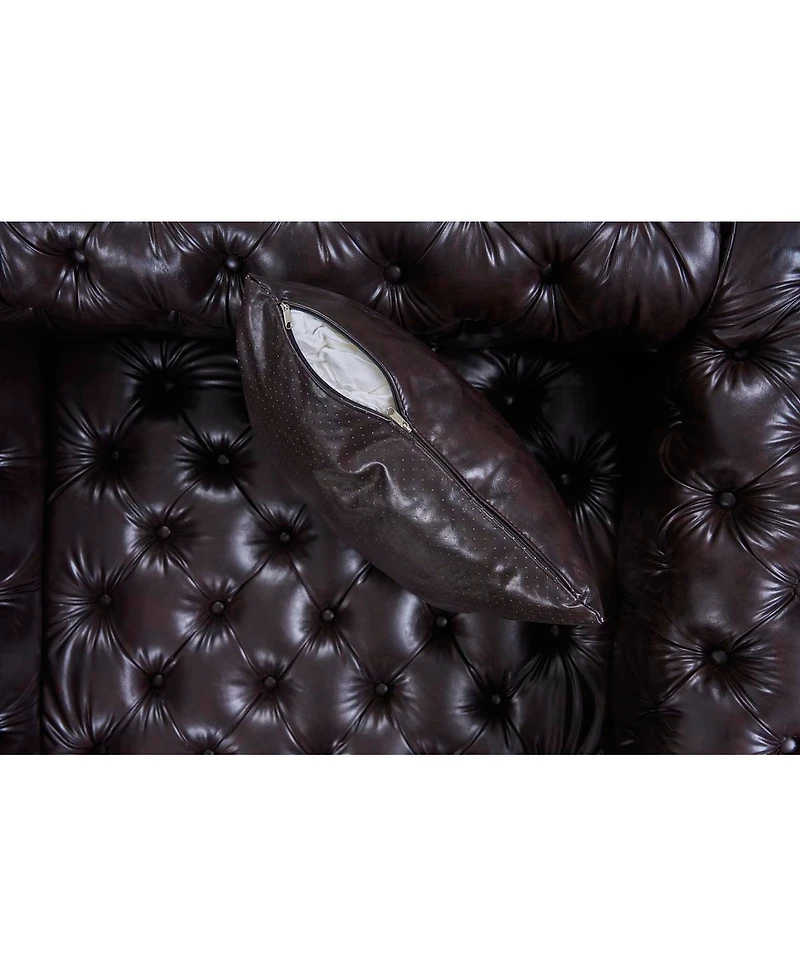 Streamdale Furniture 134.4" Modern Faux Leather Modular 4-Seater Sectional Sofa with Pillows