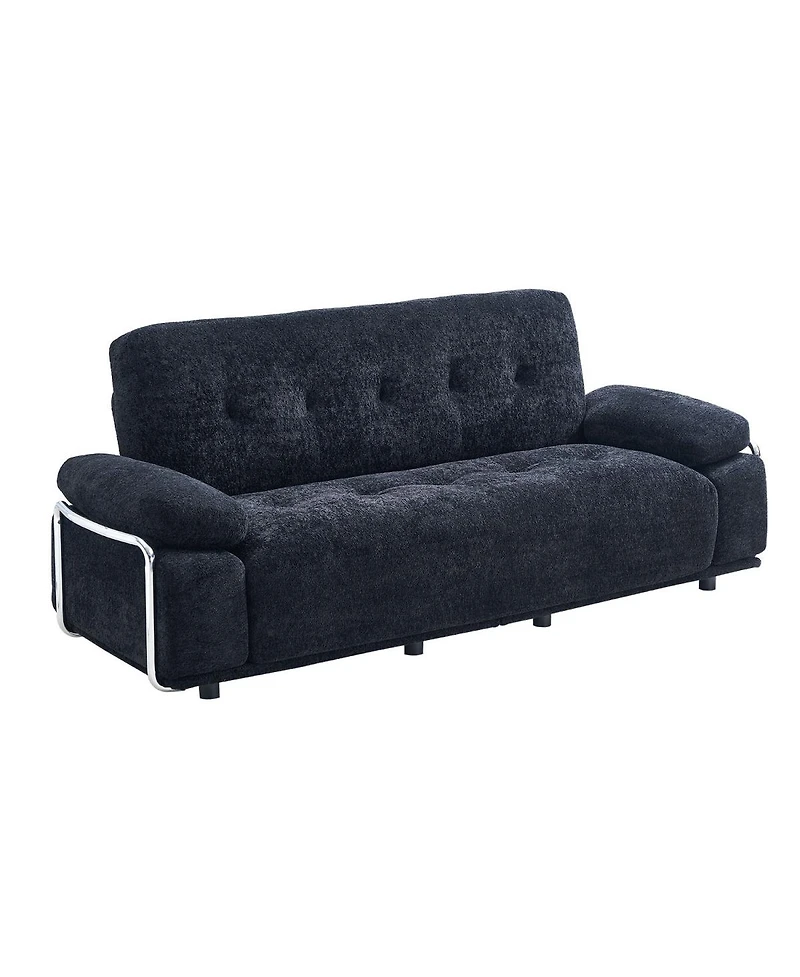 Streamdale Furniture Modern 88.9" Chenille Sofa with Steel Arm Frame and Compression Cushions