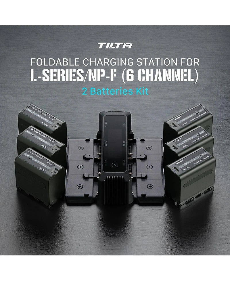 Tilta 6-Channel Foldable Charging Station for Np-f Batteries with 2 Np-F970 Batteries