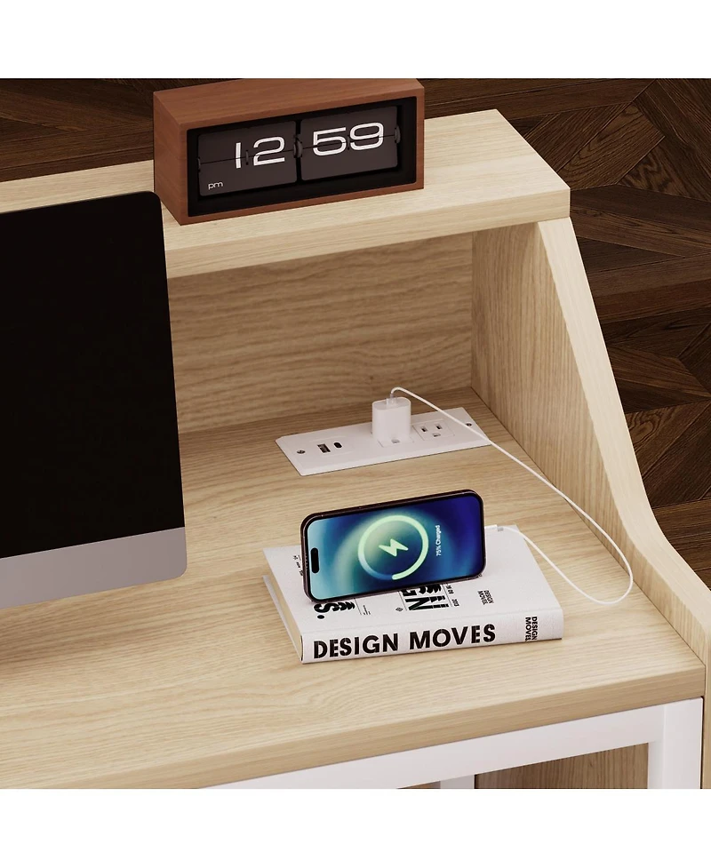 Streamdale Furniture 46.5" Modern Reception Desk with Storage Cabinet