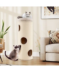 Sugift Elevated Cat Cave 49 Inch 4-Story Cat House for Multiple Cats with Removable Sidewalls
