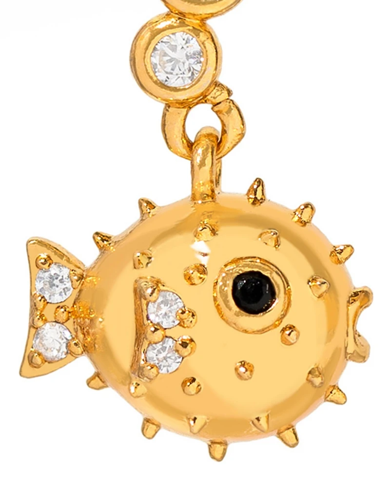 Girls Crew Crystal Pufferfish Dangle Earrings