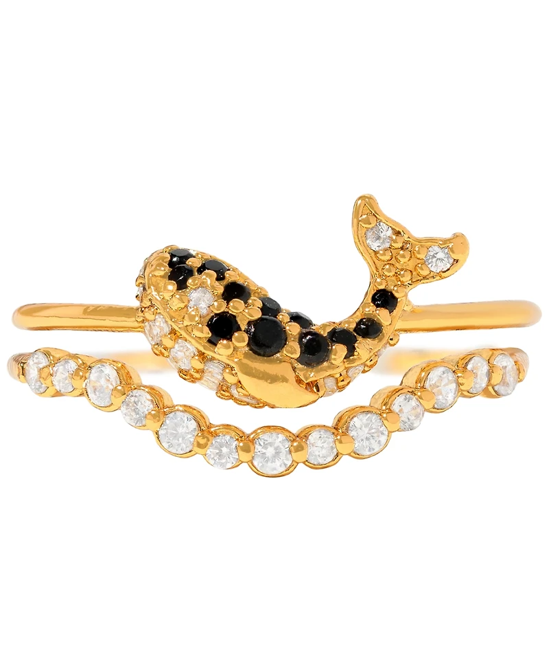 Girls Crew Crystal Orca Whale Ring Set