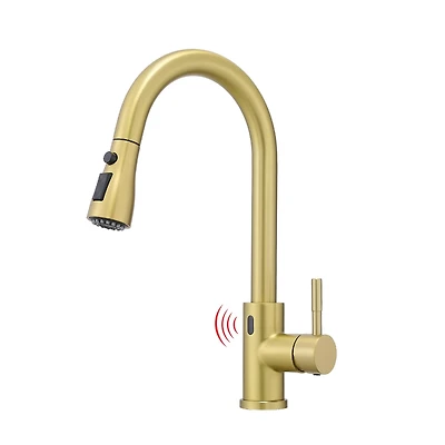 Thirtypeachy Touchless Kitchen Faucet with Pull-Down Sprayer, Single Handle Motion Sensor, 3-Function Sprayhead, 360degree(s) Swivel