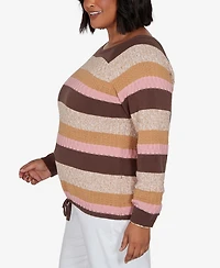 Hearts Of Palm Plus Marled Stripe Long-Sleeve Sweater