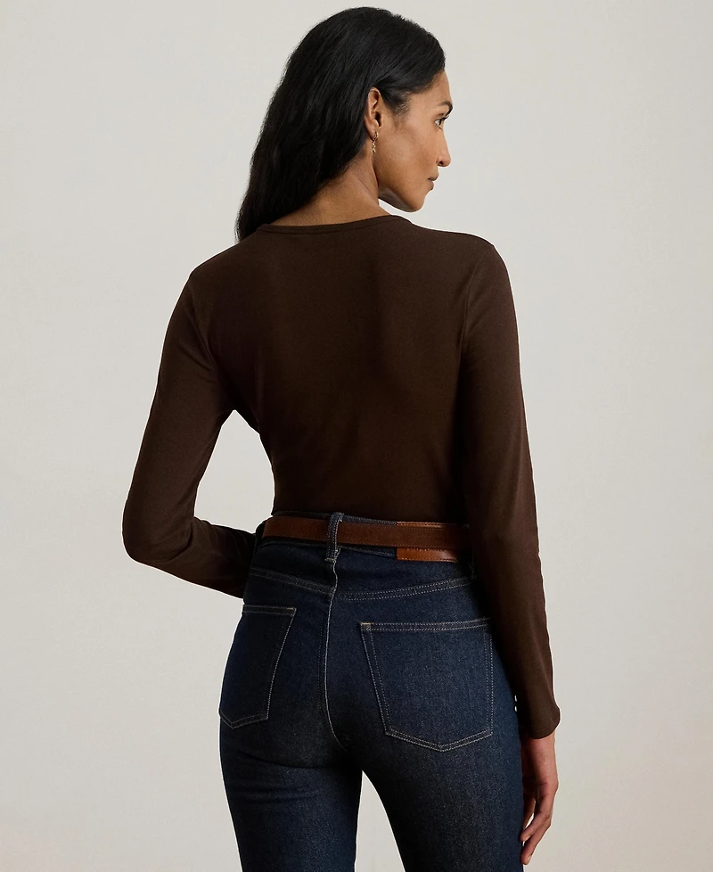 Lauren Ralph Cotton-Blend Long-Sleeve Top