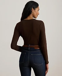 Lauren Ralph Cotton-Blend Long-Sleeve Top