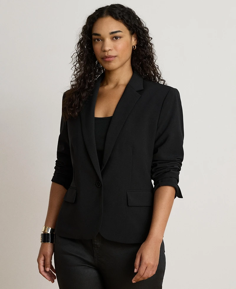 Lauren Ralph Women's City Crepe Slim-Fit Single-Button Stretch Blazer