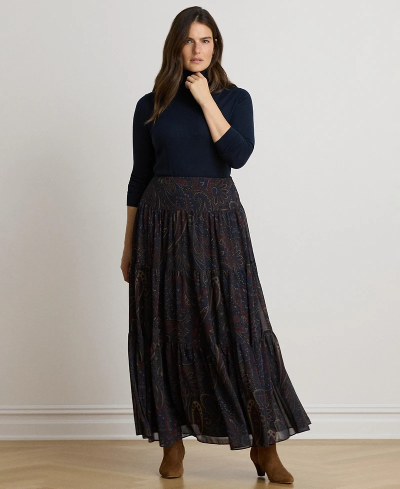 Lauren Ralph Women's High-Waisted Paisley Maxi Skirt