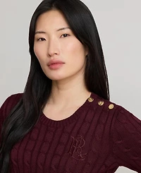 Lauren Ralph Women's Button-Trim Cable-Knit Sweater