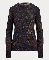 Lauren Ralph Women's Paisley Cotton-Modal Blend Slim-Fit Sweater