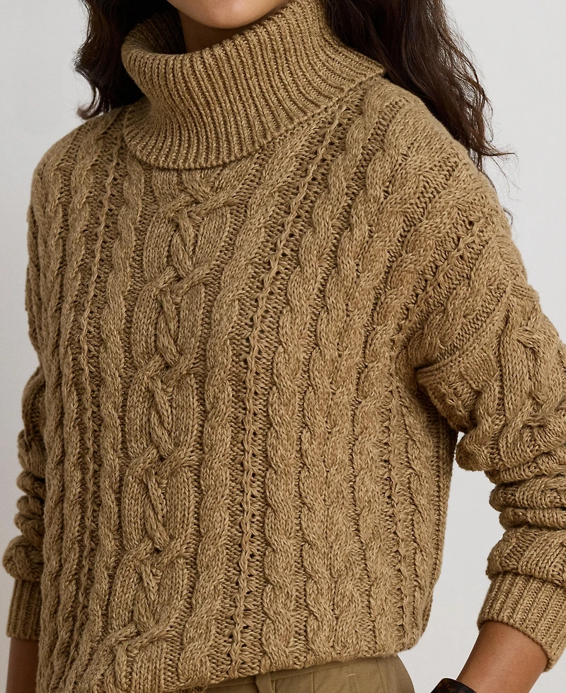 Lauren Ralph Lauren Women's Marled Cable-Knit Long-Sleeve Turtleneck Sweater