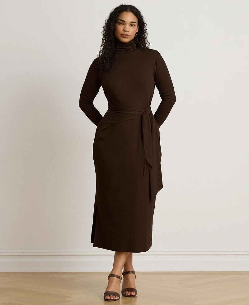 Lauren Ralph Lauren Women's Tie-Front Turtle Neck Dress