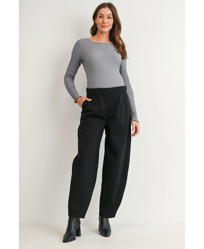 Hello Miz Maternity Pull-On Barrel-Leg Pants