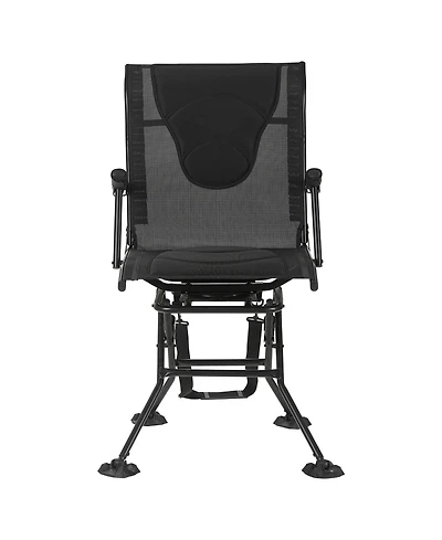 Mountaintop Hunting Chair, 360degree(s) Silent Swivel Foldable Blind Chair, Heavy Duty Steel Frame, Armrests, Adjustable Strap, 300 Lbs