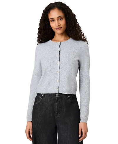 French Connection Women's Dakota Cropped Pointelle Cardigan Sweater
