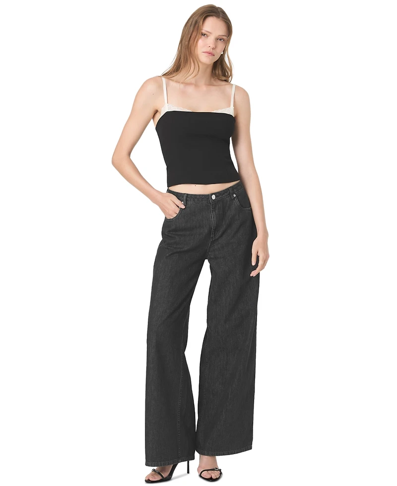 French Connection Women's Azra Sleeveless Square Neck Lace Camisole