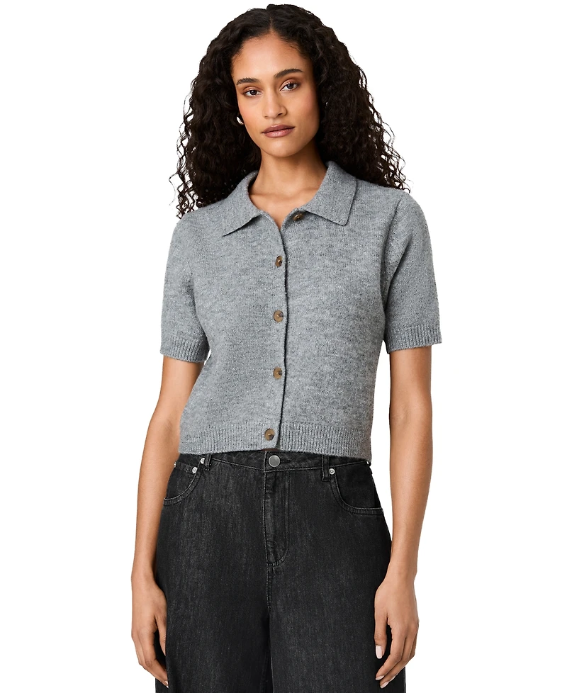 French Connection Women's Suzie Short-Sleeve Collared Button-Up Top