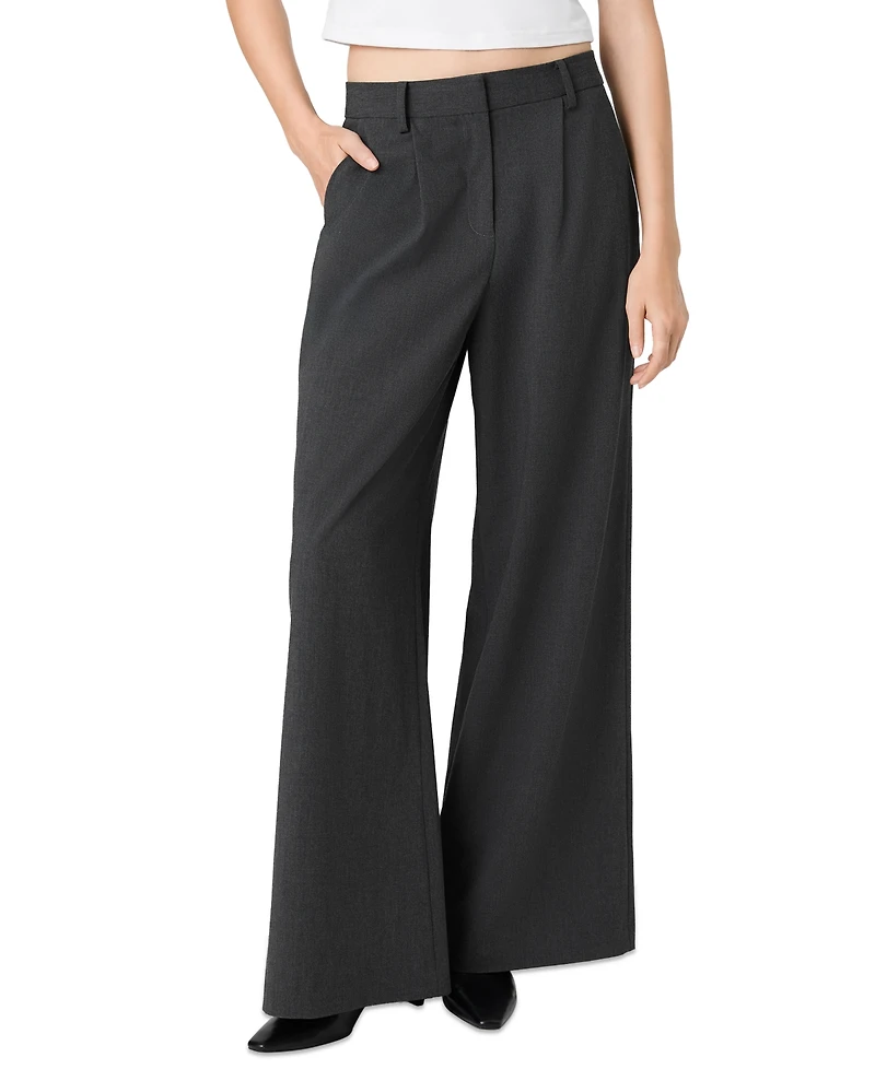 French Connection Women's Tavi Crosshatch Suiting Pleated Wide-Leg Trousers