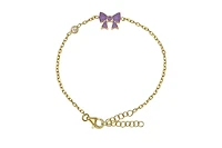 Lily Nily Girls Bow and Cubic Zirconia Bezel Station Chain Link Bracelet in 14K
