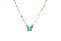 Lily Nily Girls Enamel Butterfly and Cubic Zirconia Bezel Station Necklace in 14K