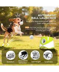 PawHut Automatic Dog Ball Launcher, Dog Ball Thrower with 5 2.3" Etpu Balls