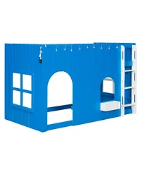 Clihome Twin Kids Loft Bed with Warm Led Light String