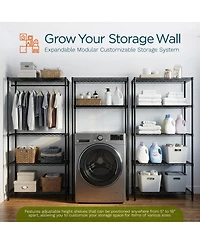 Honey-Can-Do 5-Tier Shelving Storage Rack Organizer, 350lb Shelf Capacity, Black