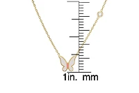 Lily Nily Girls Enamel Butterfly and Cubic Zirconia Bezel Station Necklace in 14K