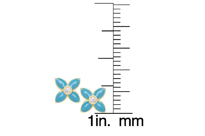 Lily Nily Girls Cubic Zirconia Flower Stud Earrings in 14K