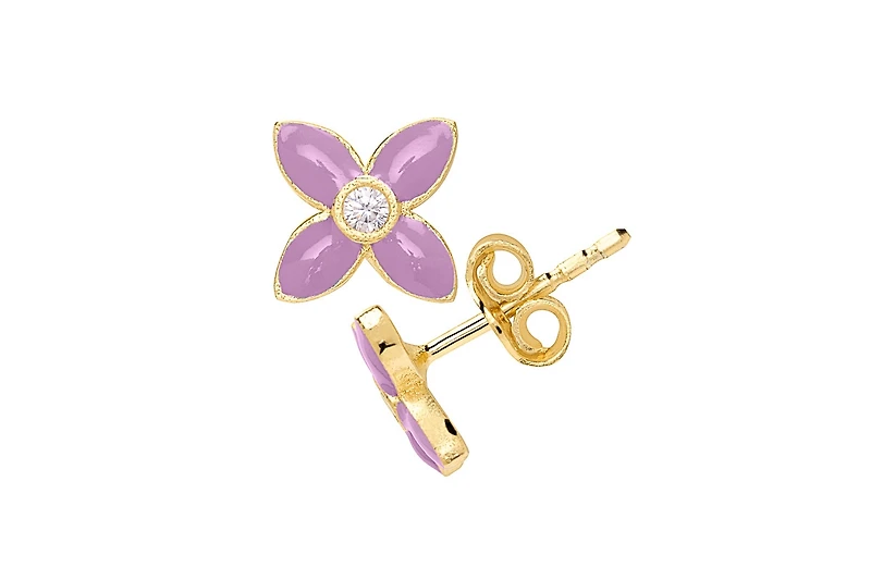 Lily Nily Cubic Zirconia Flower Stud Earrings in 14K
