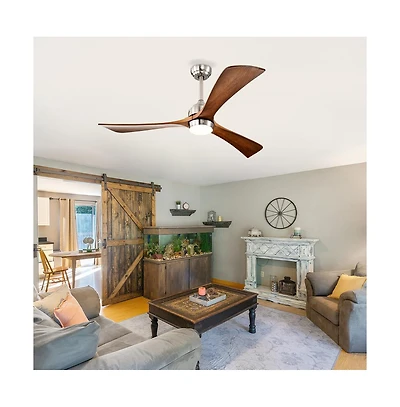 Sofucor 52-in Sand Nickel Modern Led Ceiling Fan with Lights and Remote Control Included 3-Blade