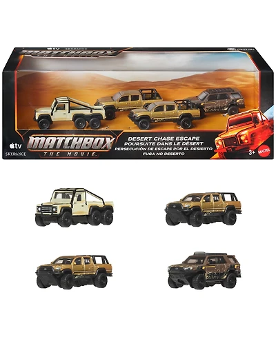 Matchbox 1:64 Scale The Movie Desert Chase Escape Die-Cast Vehicles Collectible 4-Piece Set, Ages 3+