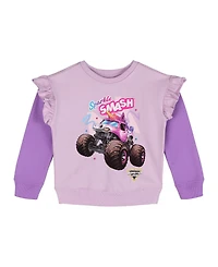 Monster Jam Sparkle Smash Toddler Girls' 2-Piece Fleece Sweatshirt and Pants Set