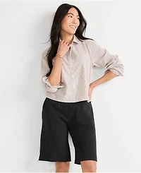 Lands' End Women's Sport Knit High Rise Pleated 12 Inch Bermuda Shorts