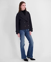 Tahari Women's Double-Breasted Notch-Collar Cropped Coat