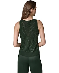 Donna Karan New York Women's Beaded Crewneck Sleeveless Tank