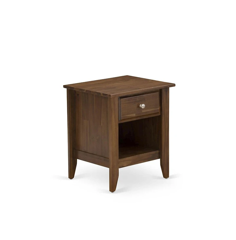 East West Furniture FN08F-1GA08 2-piece Platform Full Size Bed Set with 1 Wood Bed Frame and a Wood Nightstand