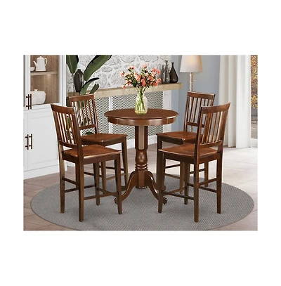 East West Furniture 5 Piece counter height pub set-pub Table and 4 Dining Chairs.